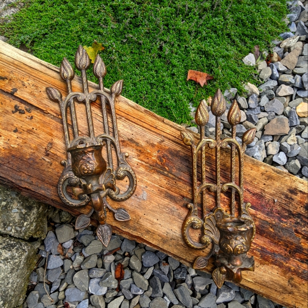 Pair of brass sconces